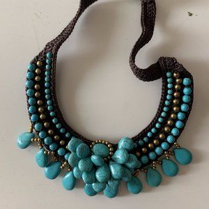 Turquoise Collar Necklace with Gold Embellishment